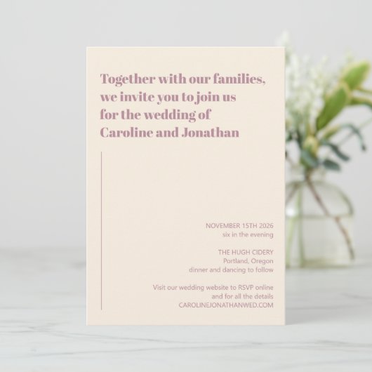 Moderne geometrische Lila Mauve Einfache fette Hoc Einladung (Stehend Vorderseite)