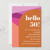 Moderne geometrische Lila Terracotta 50. Geburtsta Einladung (Vorderseite)