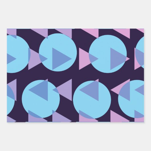 Moderne geometrische Lila und blaue Formen Geschenkpapier Set (Vorderseite 3)