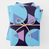 Moderne geometrische Lila und blaue Formen Geschenkpapier Set (Beispiel)