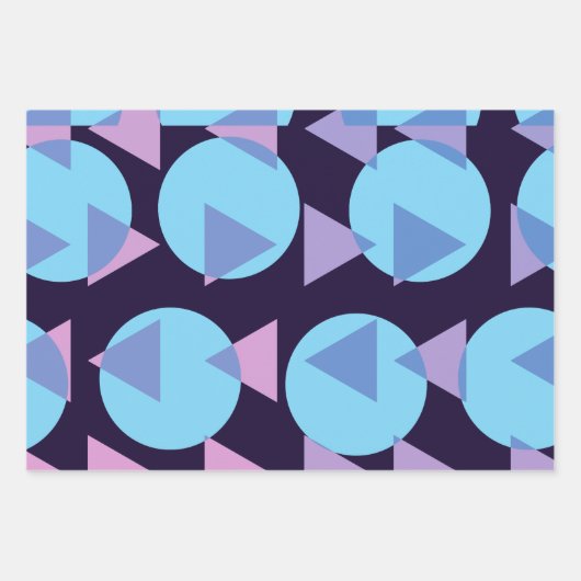 Moderne geometrische Lila und blaue Formen Geschenkpapier Set (Vorderseite)