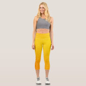 Moderne geometrische Linie Orange Yellow Stripe Om Capri Leggings (Vorderseite)