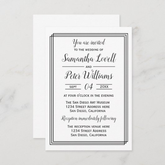 Moderne geometrische Linien - 3x5Wedding/Empfang l Einladung (Vorne/Hinten)