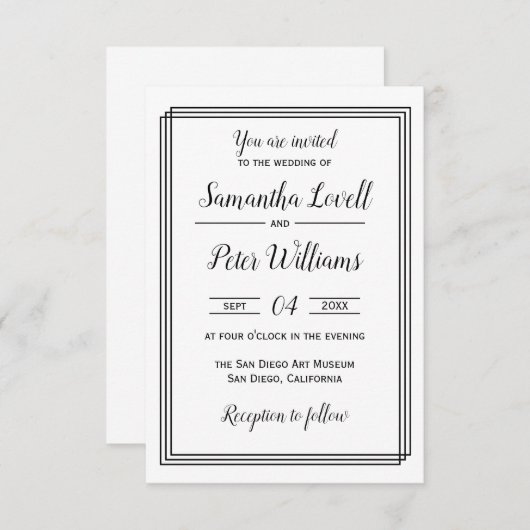 Moderne geometrische Linien - Einladung zur Hochze (Vorne/Hinten)