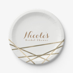 Moderne geometrische Linien Gold Elegante Custom Pappteller