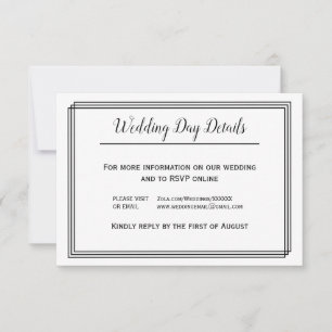 Moderne geometrische Linien - Hochzeitstagsdetails Einladung