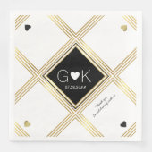 Moderne geometrische Linien mit Monogramm für Hoch Serviette (Vorderseite)