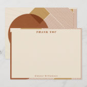 Moderne geometrische Linien Terracotta Personalisi Dankeskarte (Vorne/Hinten)