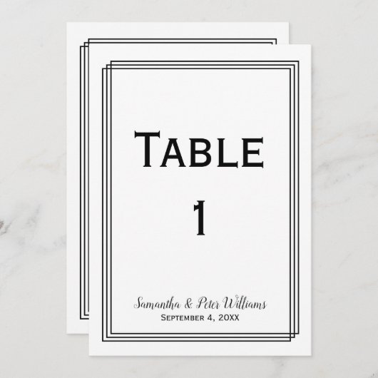 Moderne geometrische Linien - Tischnummern (Vorne/Hinten)