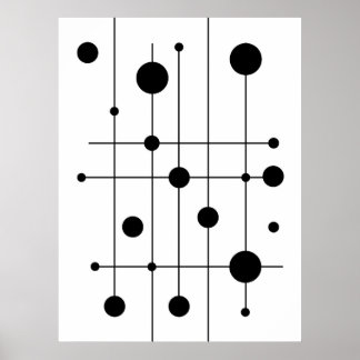 Moderne geometrische Linien und Kreise Kunst | Min Poster