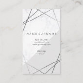Moderne geometrische Marble&Grey Visitenkarte (Rückseite)