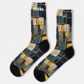 Moderne geometrische Marine und Gold Personalisier Socken (Linkes Detail)
