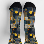 Moderne geometrische Marine und Gold Personalisier Socken (Oben)