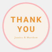 Moderne geometrische Maßstäbe dank rosa Orange Runder Aufkleber (Vorderseite)