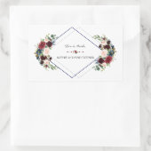 Moderne geometrische Merlot-Hochzeit mit blauer Fl Rechteckiger Aufkleber (Tasche)