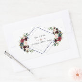 Moderne geometrische Merlot-Hochzeit mit blauer Fl Rechteckiger Aufkleber (Umschlag)