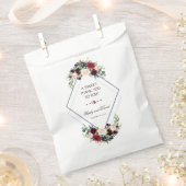 Moderne geometrische Merlot Navy Blue Floral DANKE Geschenktütchen (Ausgeschnitten)