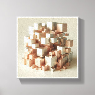 Moderne geometrische metallische Würfel - 3D Roség Leinwanddruck
