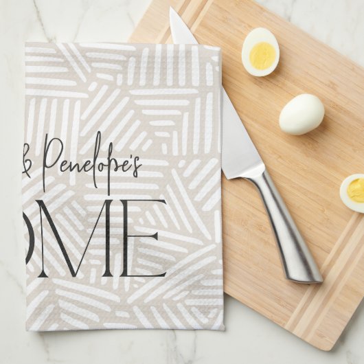 Moderne geometrische minimale Zuhause in Beige und Geschirrtuch (Viertel Falte)