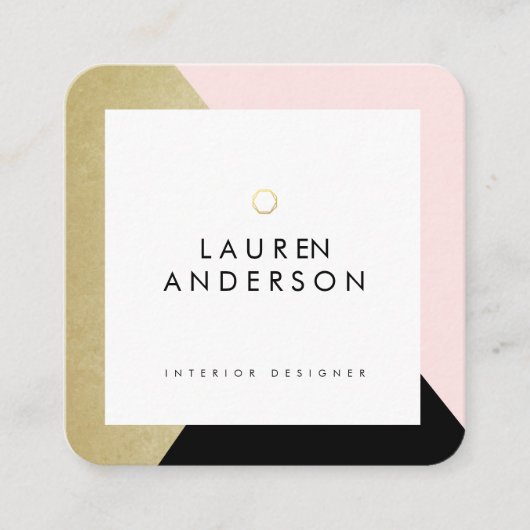 Moderne geometrische Minimalistische Quadratische Visitenkarte (Vorderseite)