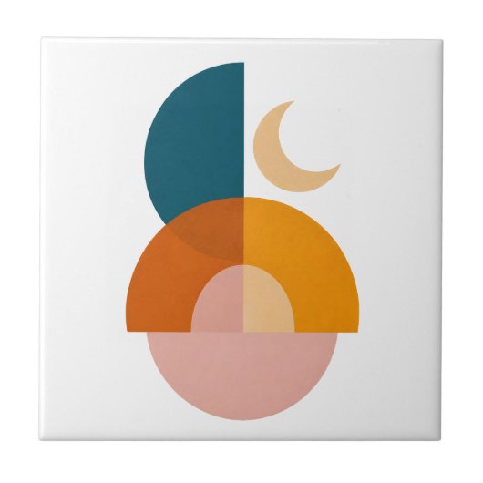 Moderne geometrische Mond-Abstraktkunst Fliese (Vorderseite)