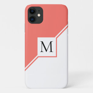 Moderne geometrische Monogramm-Lebendkoralle Case-Mate iPhone Hülle