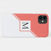 Moderne geometrische Monogramm-Lebendkoralle Case-Mate iPhone Hülle (Rückseite (Horizontal))