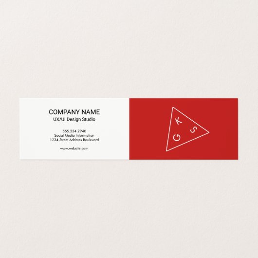 Moderne Geometrische Monogramm (rot) Visitenkarten (Außenseite Aufgefaltet)