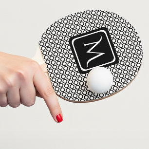 Moderne geometrische Monogramm Schwarz Weiß Tischtennis Schläger