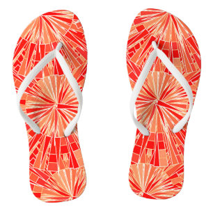 Moderne geometrische Mosaik, Korallenorange Badesandalen