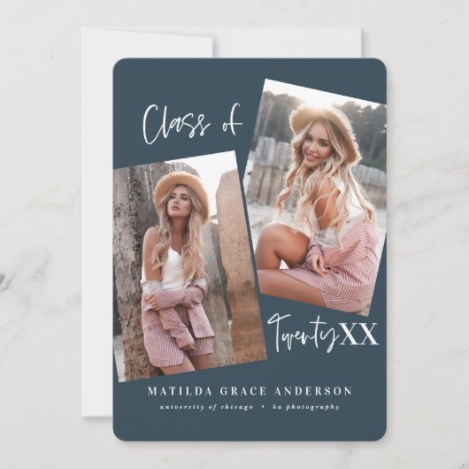 Moderne geometrische MultiFoto-Graduierungsparty (Vorderseite)