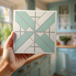 Moderne geometrische Muster # 8 Meergrün ID1192 Fliese