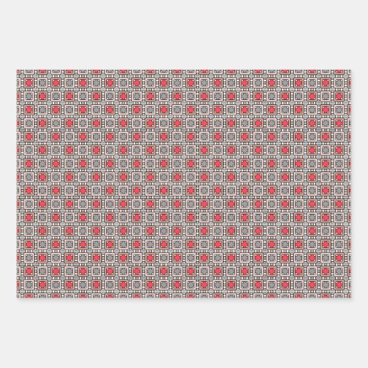 moderne geometrische Muster Deko grau, beige Geschenkpapier Set (Vorderseite 3)