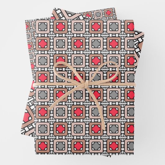 moderne geometrische Muster Deko grau, beige Geschenkpapier Set (Beispiel)