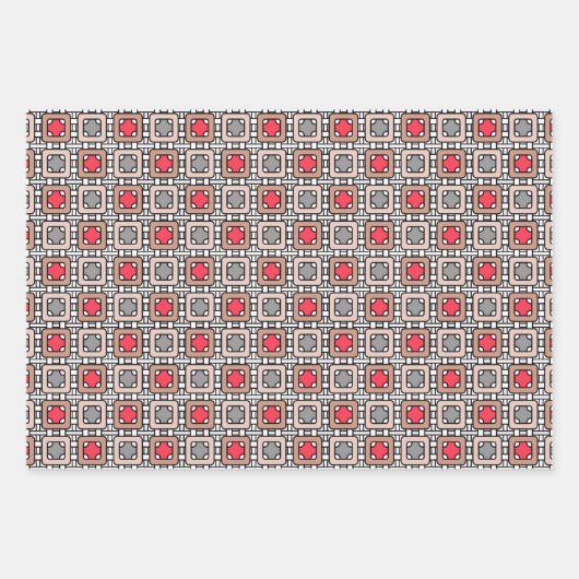 moderne geometrische Muster Deko grau, beige Geschenkpapier Set (Vorderseite)