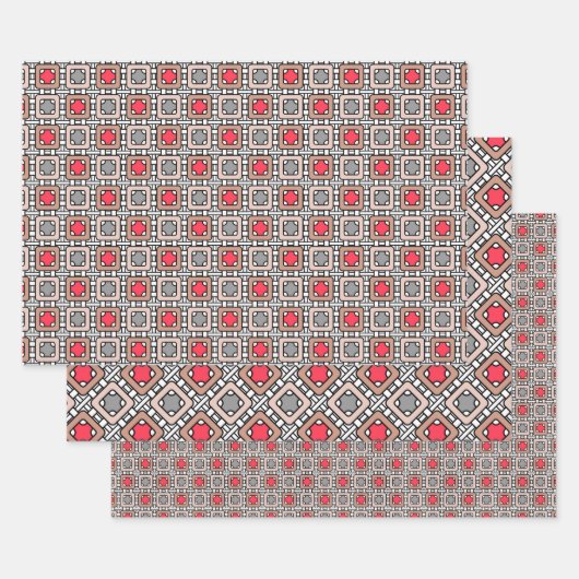 moderne geometrische Muster Deko grau, beige Geschenkpapier Set (Set)