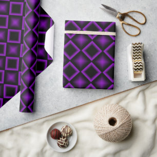 Moderne geometrische Muster Geburtstag lila und sc Geschenkpapier