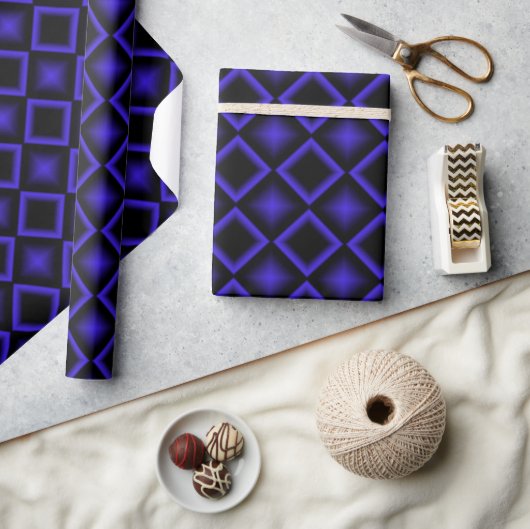 Moderne geometrische Muster Geburtstagsfeier Blau Geschenkpapier (Kunsthandwerk)