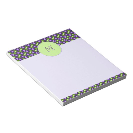 Moderne geometrische Muster, Grüntöne und Lila Far Notizblock (angewinkelt)