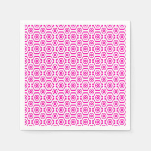 Moderne geometrische Muster Hexagons Hot Pink Whit Serviette