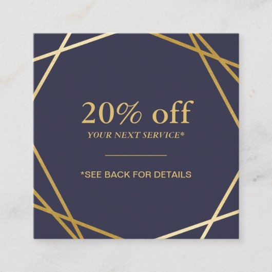 Moderne geometrische Muster-Quadrat-Rabatt-Karte Quadratische Visitenkarte (Vorderseite)