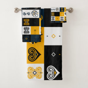 Moderne geometrische Muster trendy gelb Badhandtuch Set