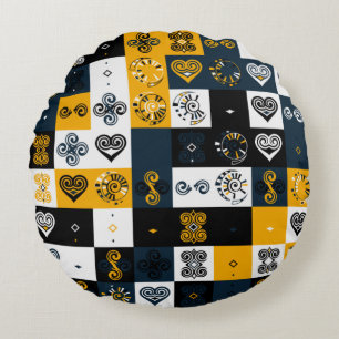Moderne geometrische Muster trendy gelb Rundes Kissen