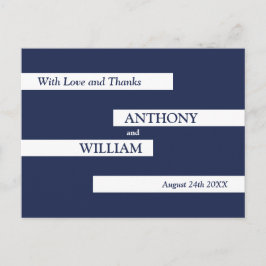 Moderne geometrische Navy Blue White Wedding Viele Postkarte