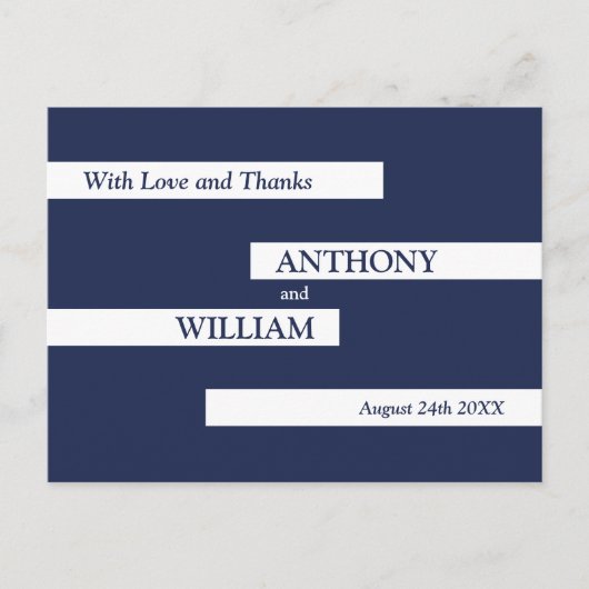 Moderne geometrische Navy Blue White Wedding Viele Postkarte (Vorderseite)