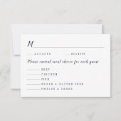 Moderne, geometrische Navy-Meal-Auswahl aus Burgun RSVP Karte (Rückseite)