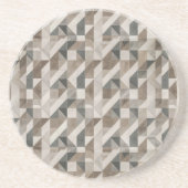 Moderne geometrische, neutrale Beige & Grau Abstra Getränkeuntersetzer (Vorne)