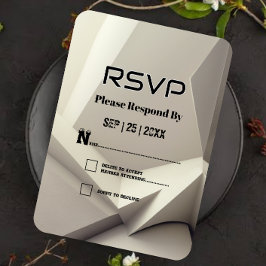 Moderne geometrische, neutrale Silver Style Rsvp C