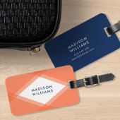 Moderne geometrische Orange- und Blaugeometrie Gepäckanhänger