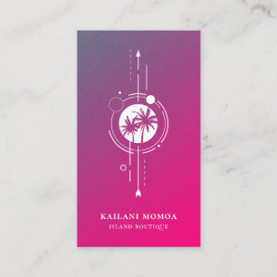 Moderne geometrische Palmenstrand-Logo-Geschäftsau Visitenkarte